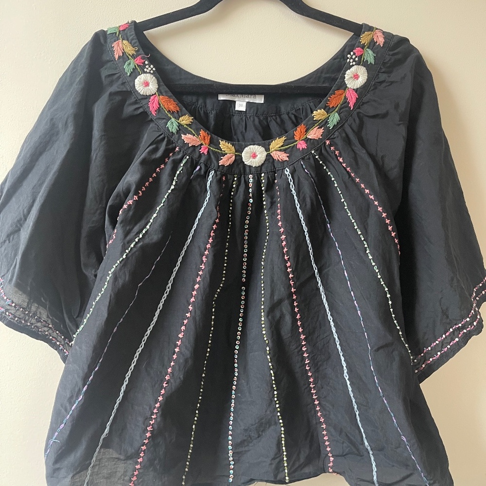 Max Mara embroidered peasant blouse size 38